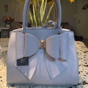 Crossi Dove Gray Bow Satchel NWT